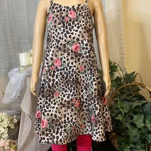 Expressions girls Rose leopard knee length dress and blouse